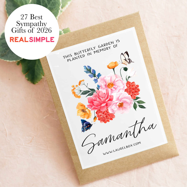 Custom Butterfly Garden Seed packet with floral design and name &