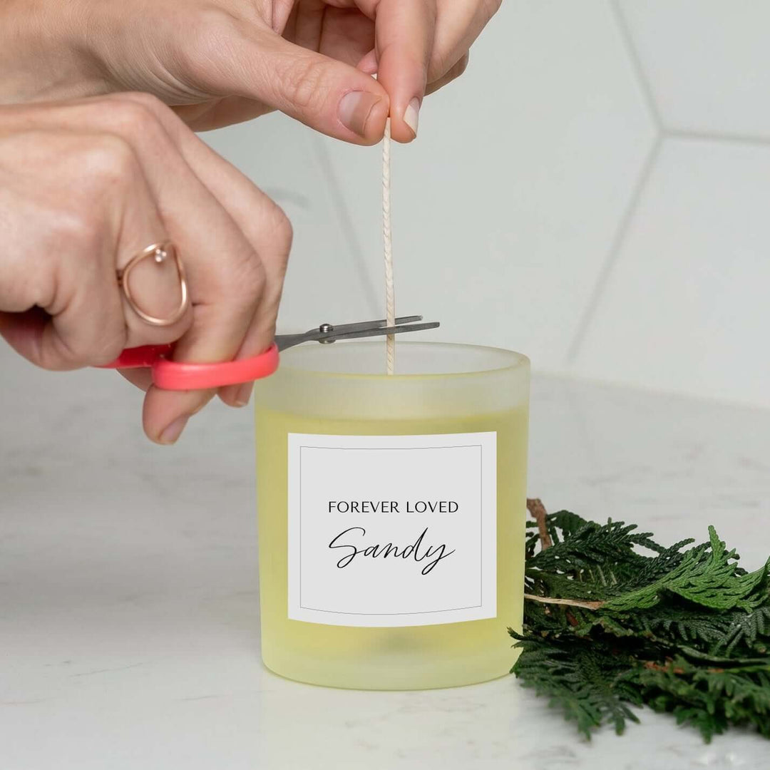Candle Refill Kit with yellow wax, white label saying &