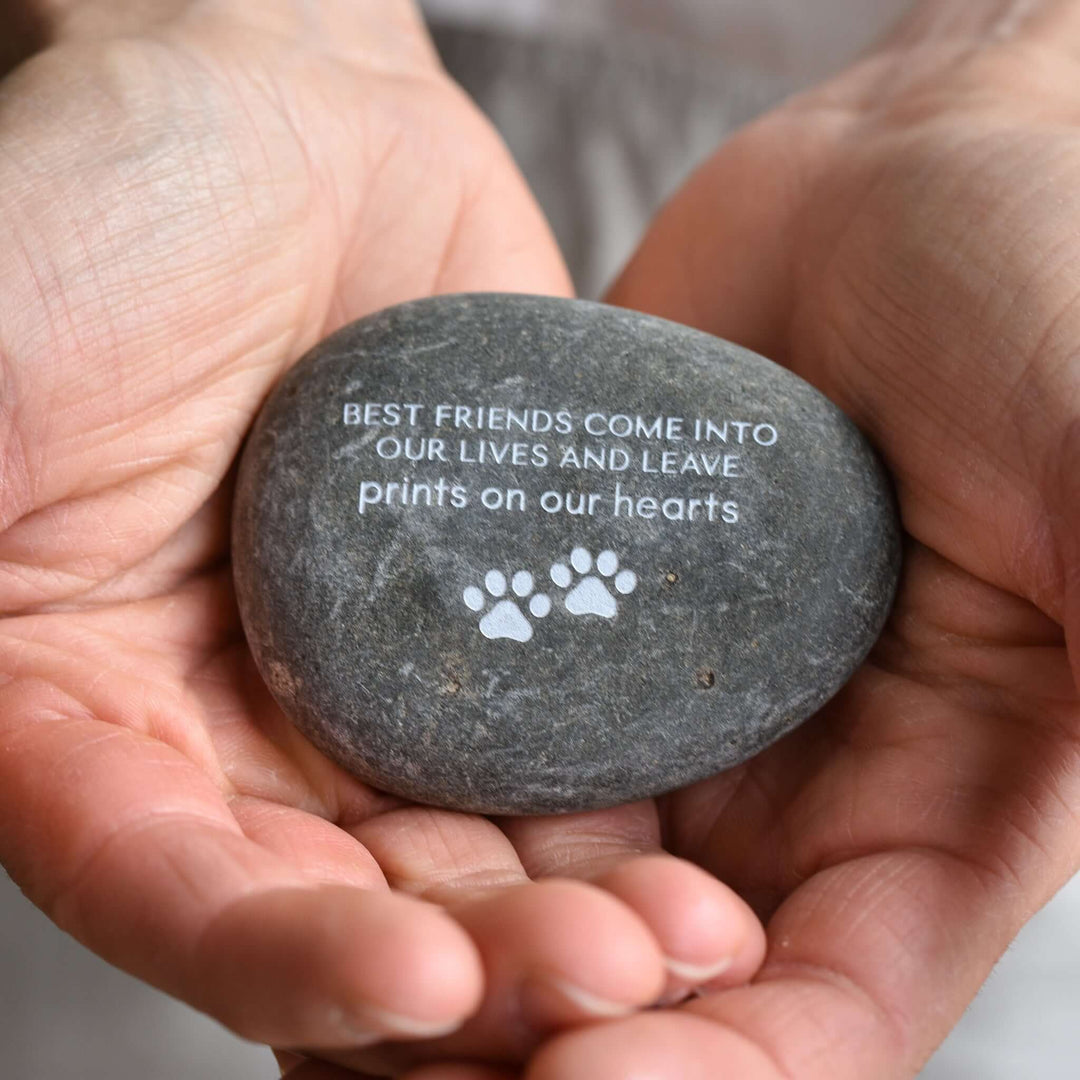 Pet Memorial Garden Stone in a person&