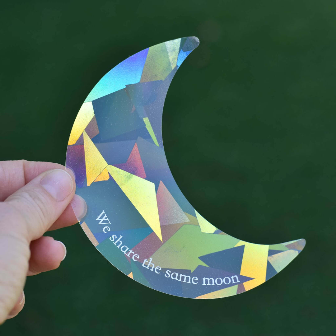 Look for me in Rainbows Sun Catcher Decal Set featuring a crescent moon design with prismatic colors and text &