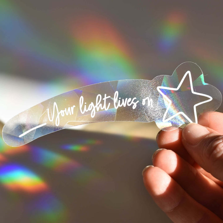 Look for me in Rainbows Sun Catcher Decal Set featuring a clear star-shaped decal with the text &