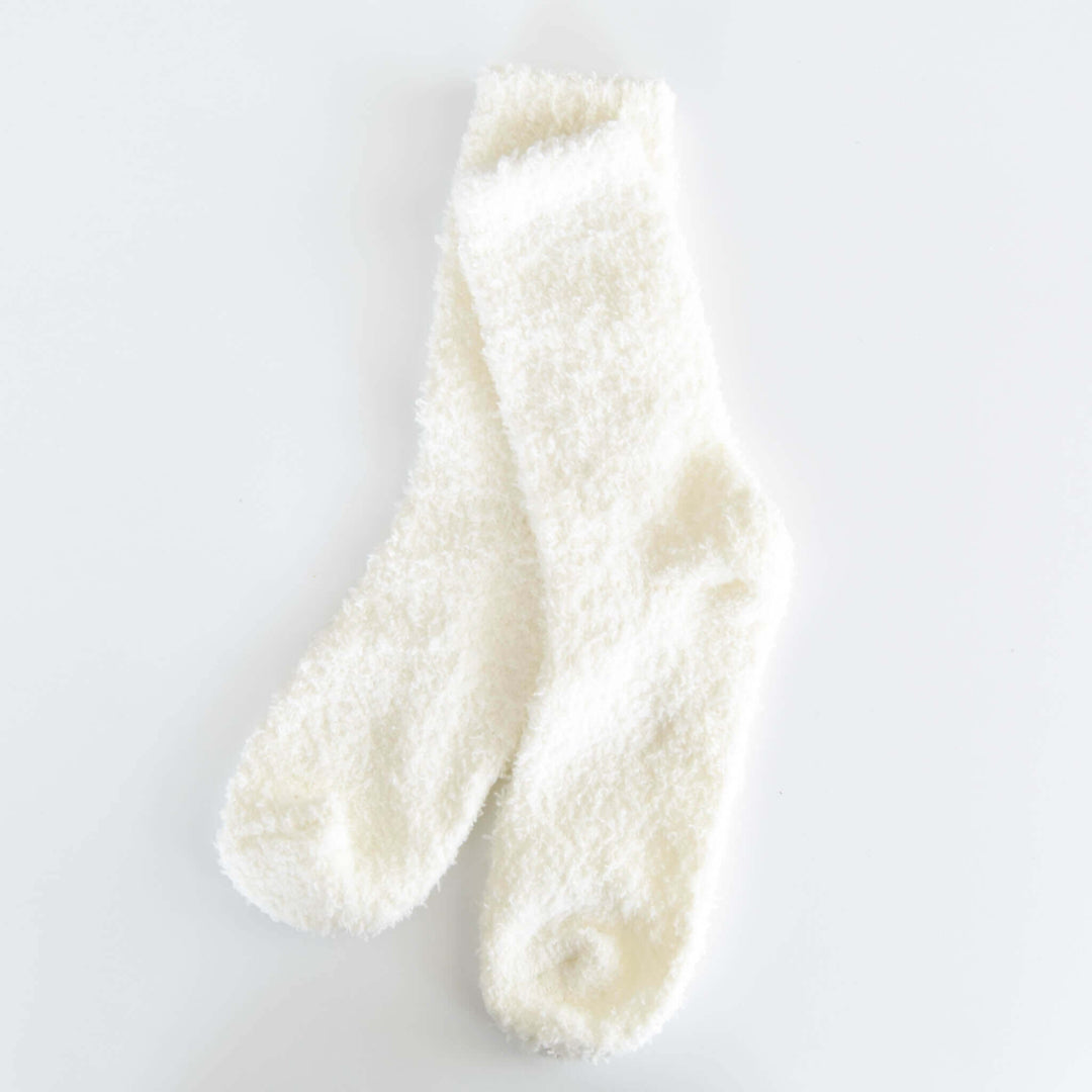 Super Soft Socks in white microfiber knit, cozy and plush, suitable as a grief gift or condolence gift box.