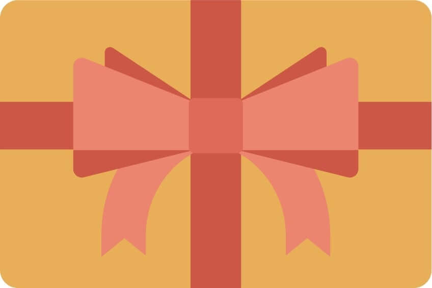 Gift Card featuring a gold background with a pink ribbon and bow, symbolizing a condolence gift.